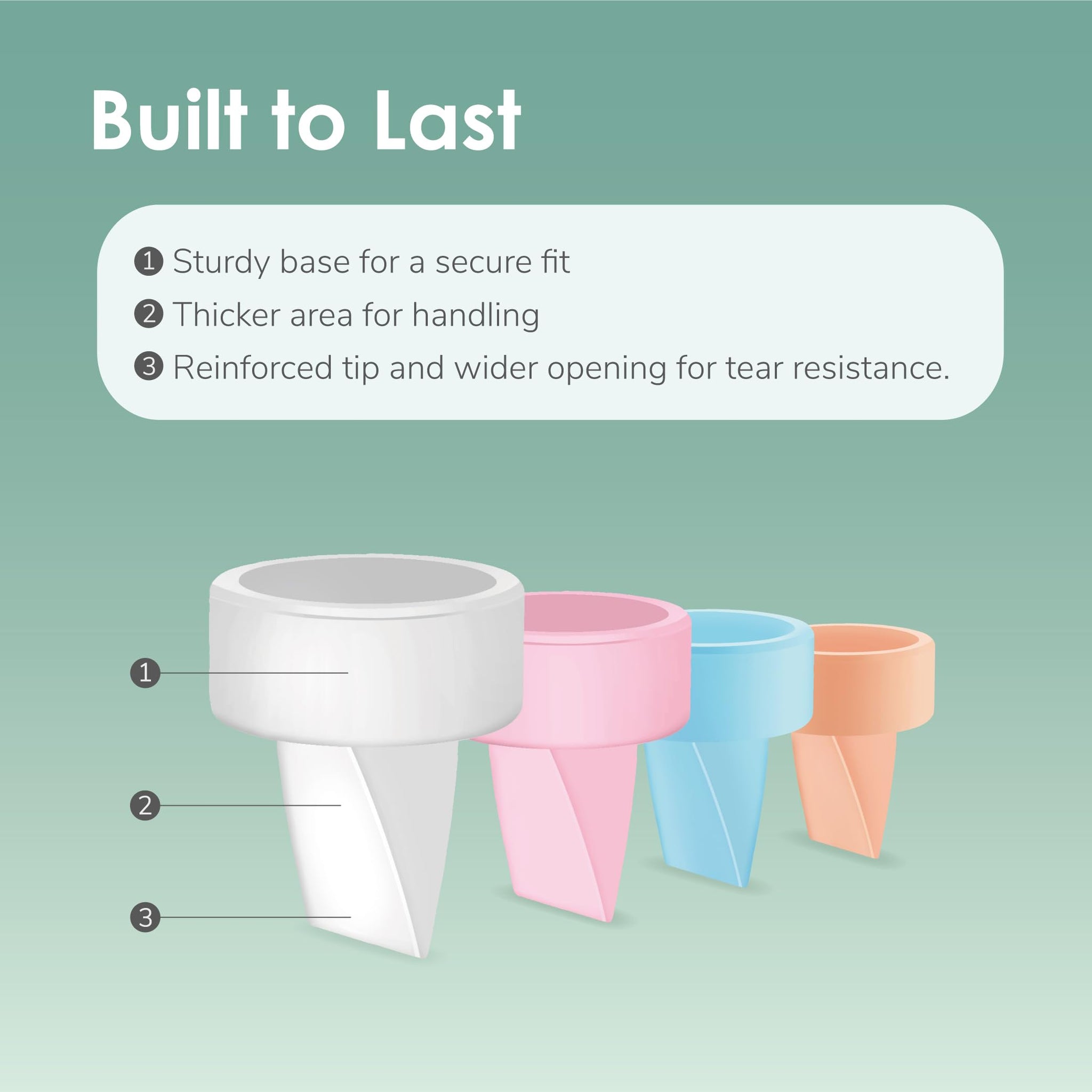 Infographic showing features of a durable product with sturdy base, thicker handling area, and reinforced tip design.