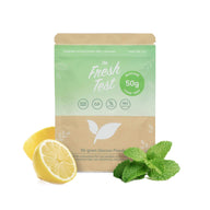 The Fresh Test 50g glucose drink package with lemon and mint, pregnancy-safe screening option.