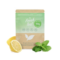 The Fresh Test 50g glucose drink package with lemon and mint, pregnancy-safe screening option.