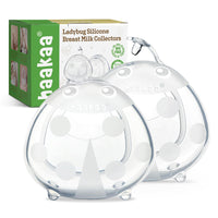 Haakaa Ladybug wearable breast milk collectors in silicone design with box, ideal for discreet lactation support.