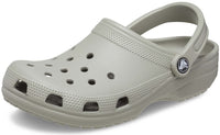 Crocs Classic Clogs in light grey, designed for comfort during pregnancy with breathable, cushioned features.