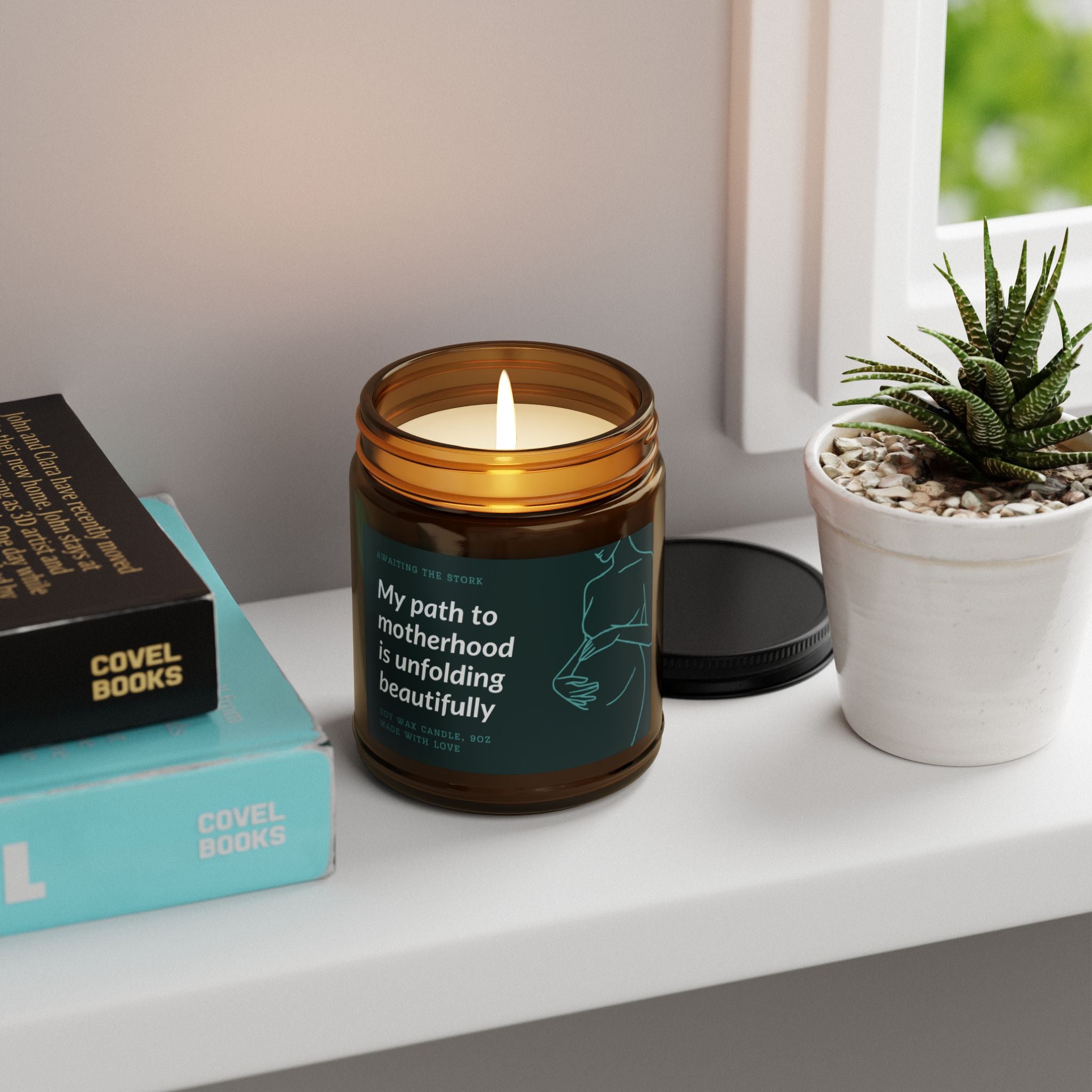 Soy Candle, Fertility Support Candle: My Path to Motherhood is Unfolding Beautifully, Amber Jar Candle, Aromatherapy Candle, Healing Candle,