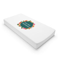 Baby Changing Pad Cover featuring floral design and the text 'Just this moment' for a calming nursery atmosphere.