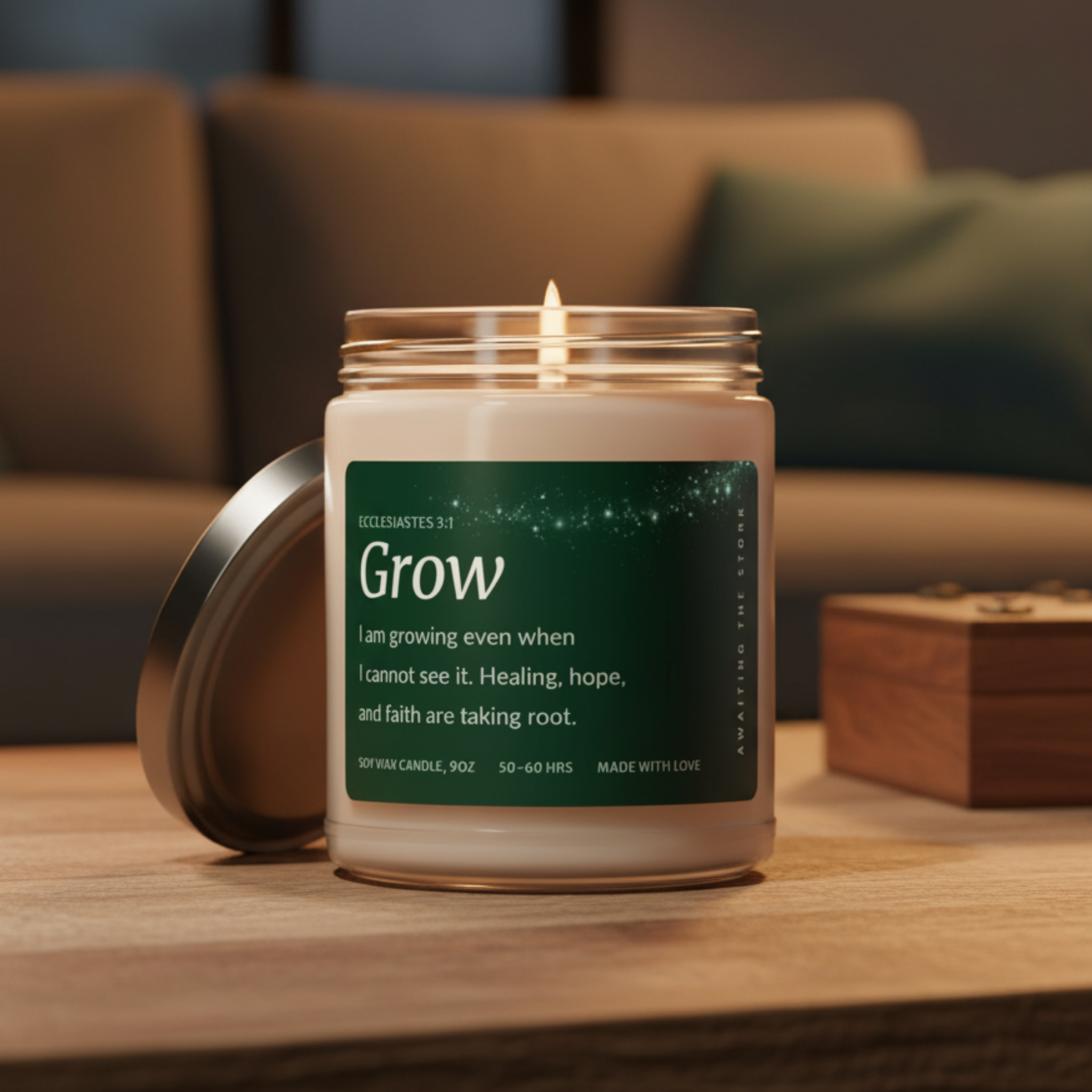 Fertility Affirmation Candle for TTC – Grow Soy Candle
