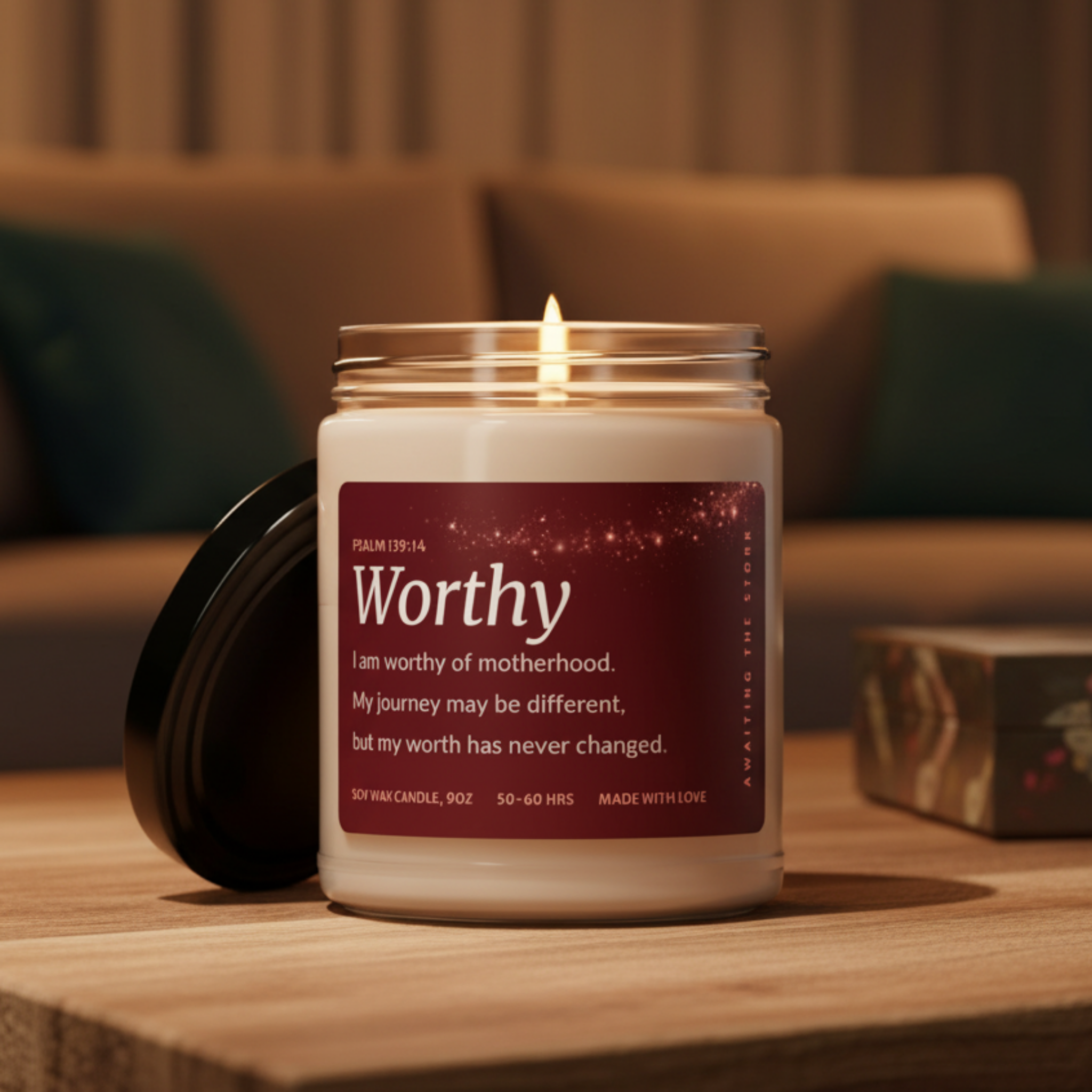 Fertility Affirmation Candle for TTC – Worthy Soy Candle