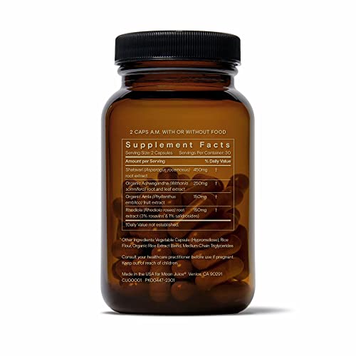 Stress relief supplements for women, Moon Juice SuperYou capsules, vegan and non-GMO with adaptogenic herbs.