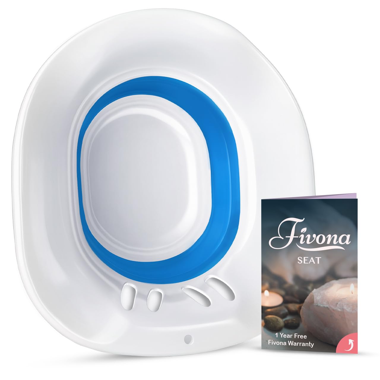 Fivona Foldable Sitz Bath for postpartum care with warranty booklet, ideal for gentle healing and hemorrhoid treatment.