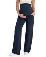 Pregnant woman wearing G4Free maternity leggings with high-rise over-belly panel for comfort and support.