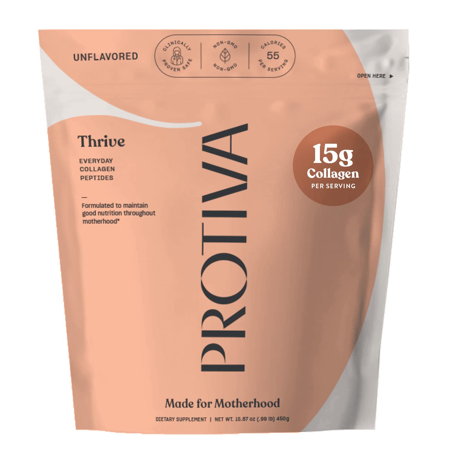 Protiva Thrive collagen powder 16oz unflavored peptides safe for pregnancy and breastfeeding - Awaiting the Stork