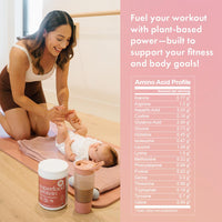 Boobie Body amino acid profile per serving, listing all essential amino acids including tryptophan at 0.18 g