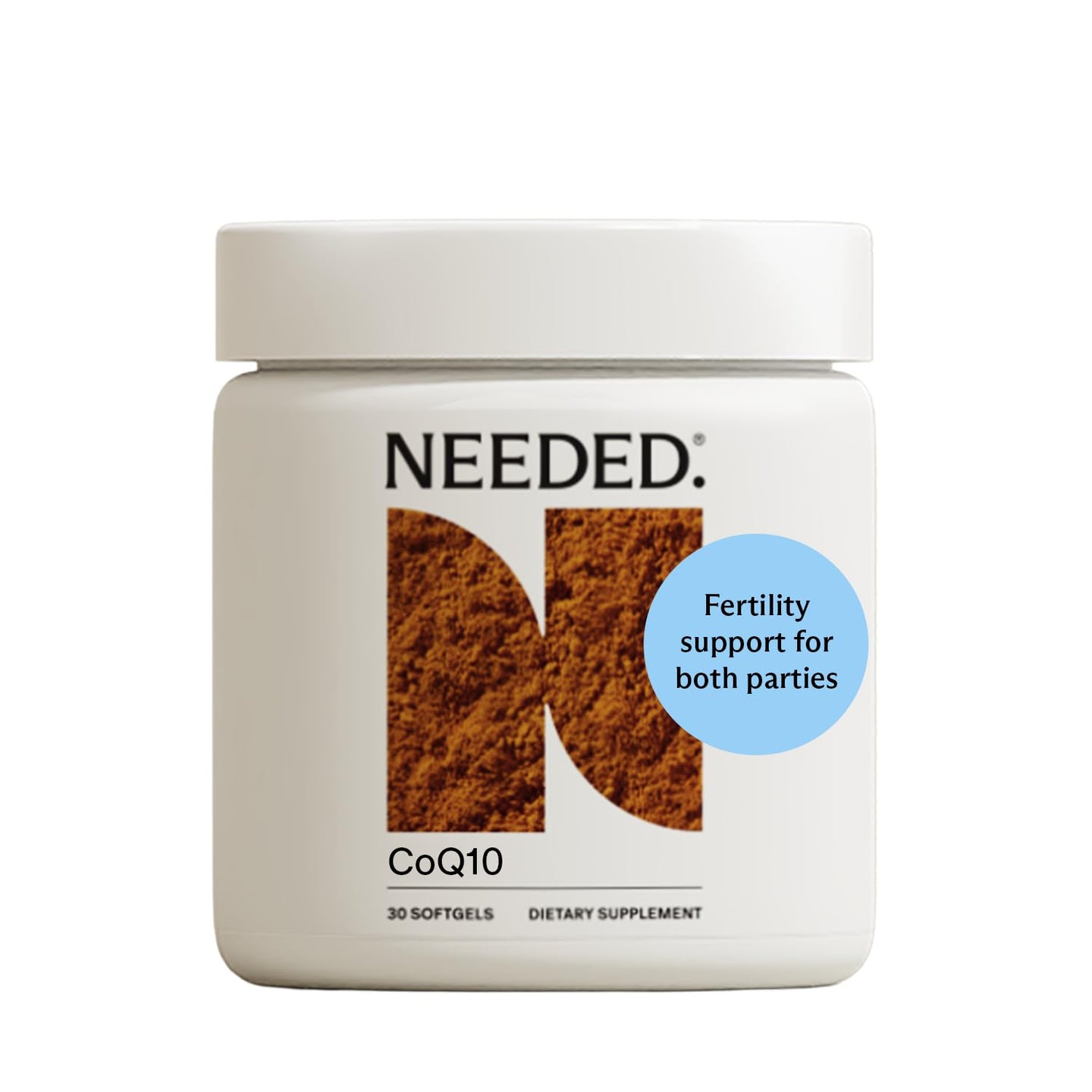 CoQ10 Fertility Supplement by Needed, 30 softgels for fertility support for both parties.