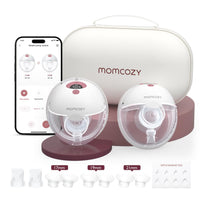 Hands free wearable breast pump with app control and accessories from Momcozy