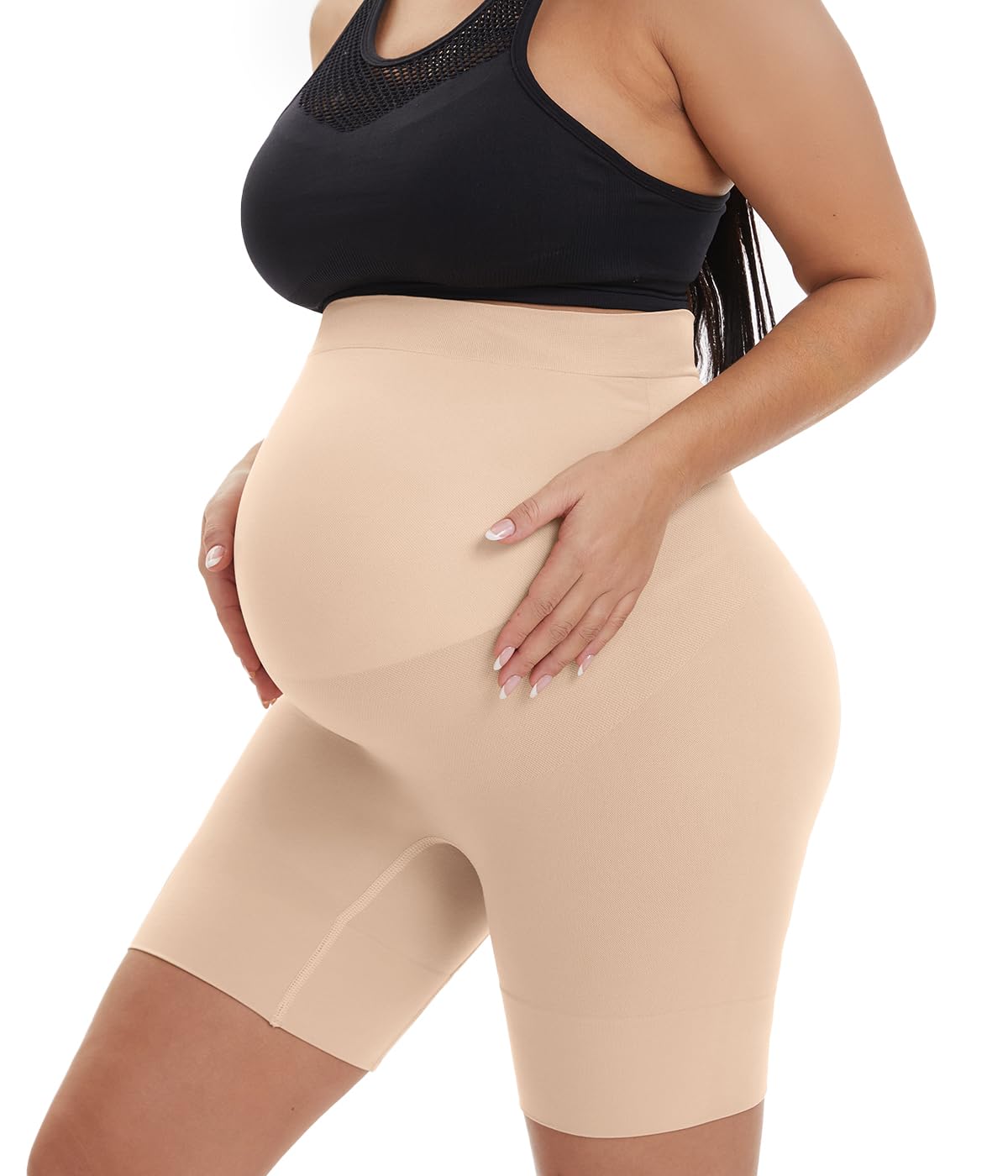 Postpartum shapewear – Seamless belly support shorts by KUNINDOME shown on a model.