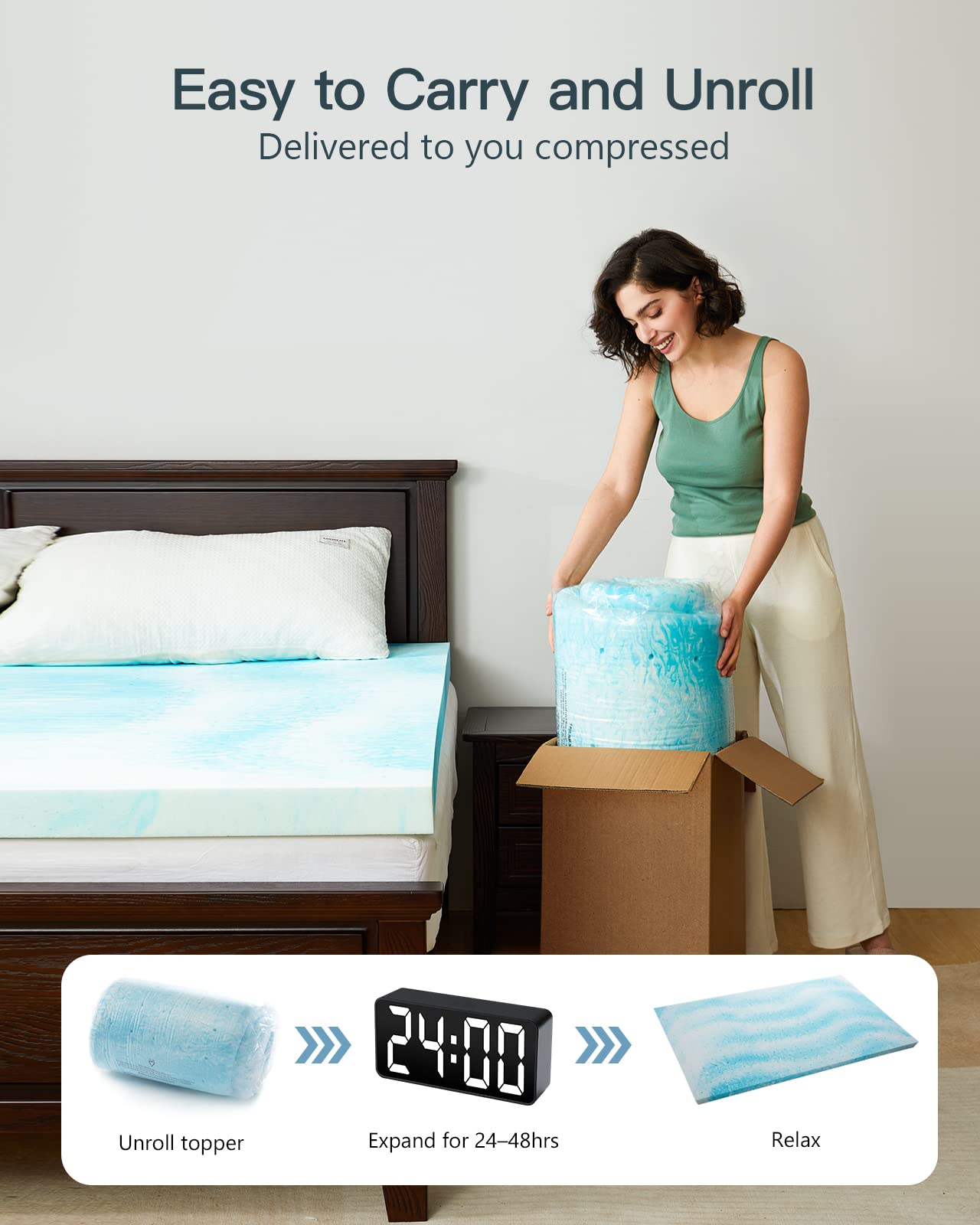 PERLECARE 3” Pregnancy Memory Foam Mattress Topper