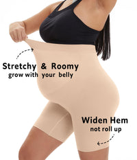 Postpartum shapewear showing stretchy and roomy design with wide hem for belly support.