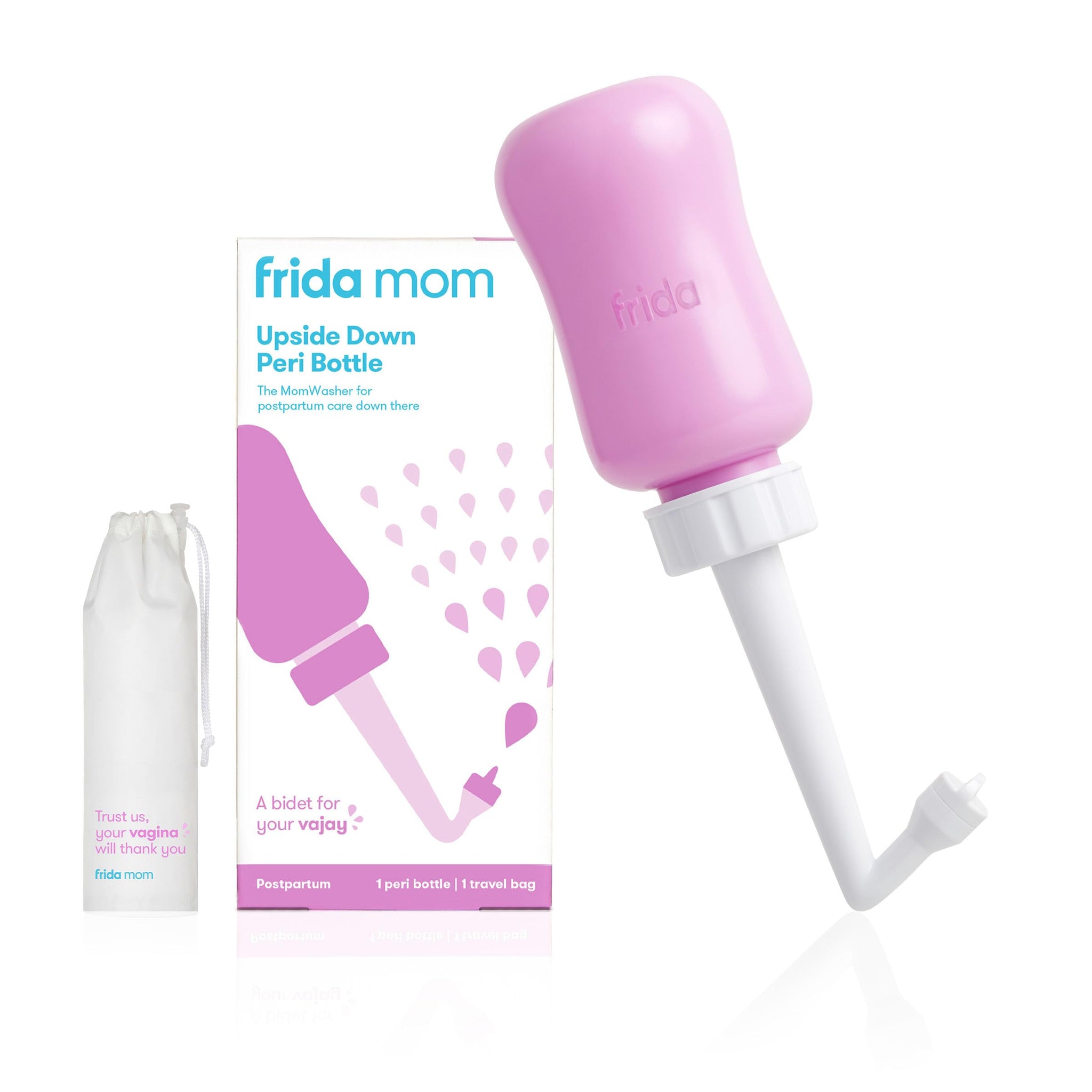 Frida Mom Upside Down Peri Bottle for Postpartum Care, Portable Bidet Perineal Cleansing and Recovery for New Mom, The Original Fridababy MomWasher - Awaiting the Stork