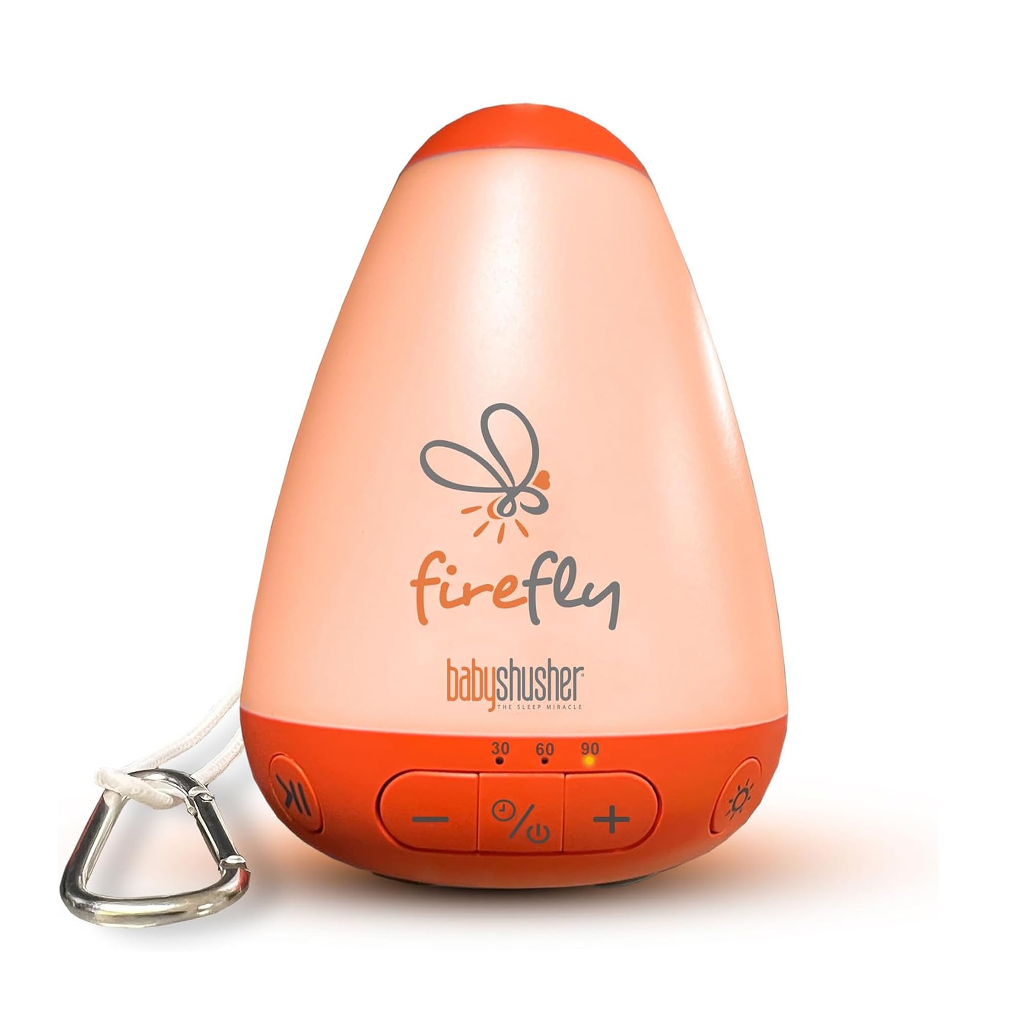 White noise machine with night light designed for soothing baby sleep, featuring soft glow and easy controls.
