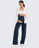 A pregnant woman wearing G4Free maternity leggings with over-belly support, stylish and comfortable for pregnancy.