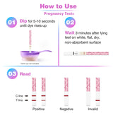 How to use the Easy@Home Ovulation and Pregnancy Test Kit instructions with dip, wait, and read steps.