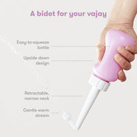 Frida Mom Upside Down Peri Bottle for Postpartum Care, Portable Bidet Perineal Cleansing and Recovery for New Mom, The Original Fridababy MomWasher - Awaiting the Stork