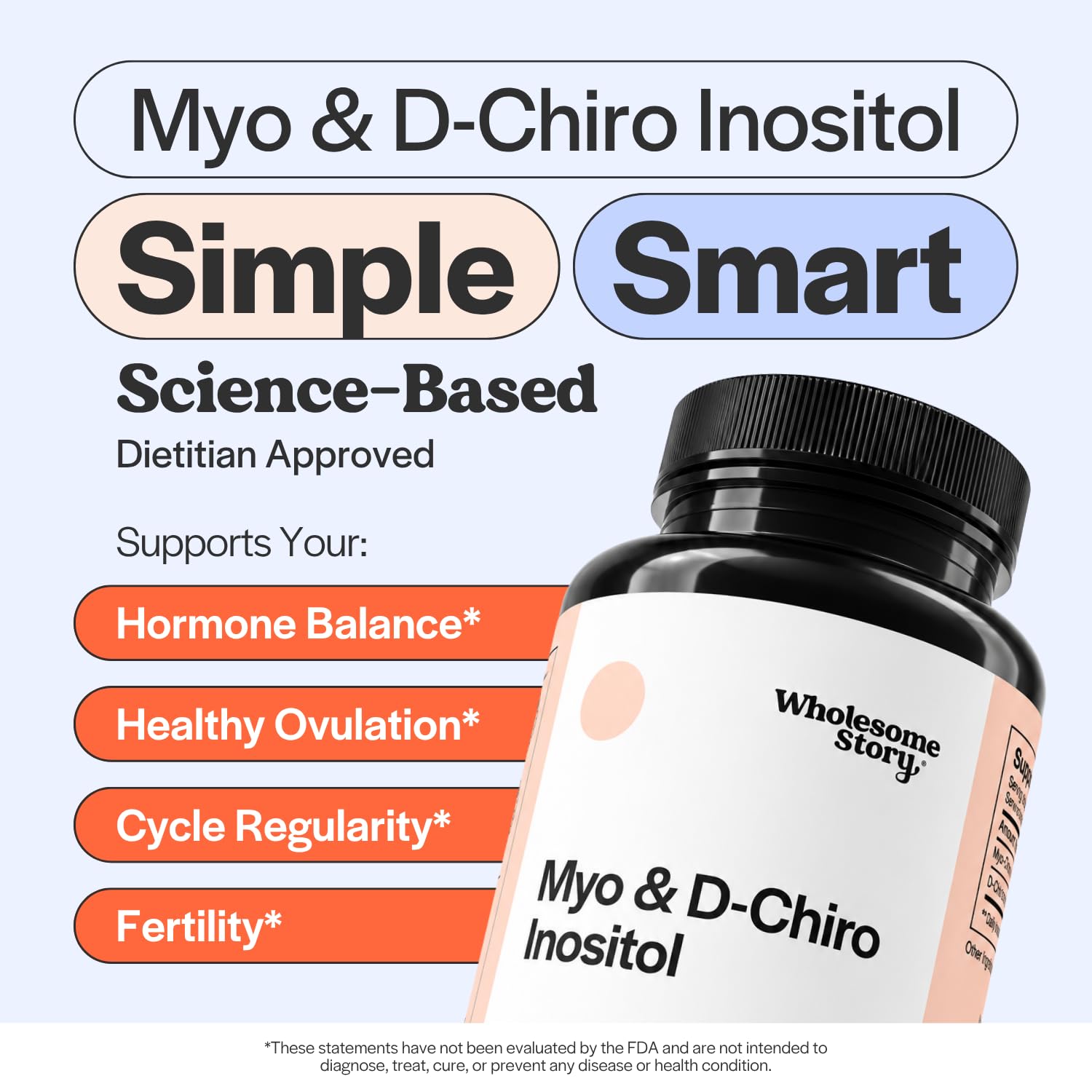 Dietitian-approved inositol capsules supporting hormone balance, healthy ovulation, cycle regularity and fertility
