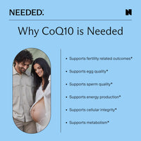 CoQ10 fertility supplement benefits including support for egg and sperm quality and energy production.