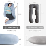 Pregnancy pillow for sleeping comparison showing fluffy and supportive design for expectant moms.