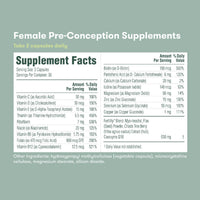 Supplement facts for Frida fertility supplements for women and men, highlighting key nutrients for pre-conception.
