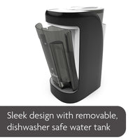 Automatic formula dispenser for newborns in sleek design with removable, dishwasher safe water tank.