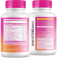 Back and side labels of a Pink Stork Total Prenatal + DHA bottle showing the supplement facts