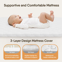 Supportive and comfortable mattress for bedside bassinet with 3-layer design cover protecting baby's skin.