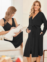 Ekouaer maternity nightgown and robe set for moms, featuring soft fabric and stylish design for nursing and pregnancy.