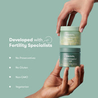Fertility supplements for women and men by Frida, developed with fertility specialists, featuring Pre-Conception products.
