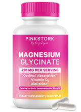 Magnesium Glycinate for Pregnancy – Pink Stork 420 MG dietary supplement with Vitamin D.