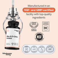 Wholesome Story inositol certifications: Clean Label Purity Award, NSF contents certified, NSF certified gluten-free