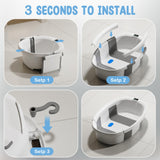 Collapsible baby bathtub installation steps showcasing a quick setup process in just three seconds.