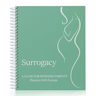 Surrogacy Planner – A guide for intended parents with a green cover and illustration representing surrogacy journey.