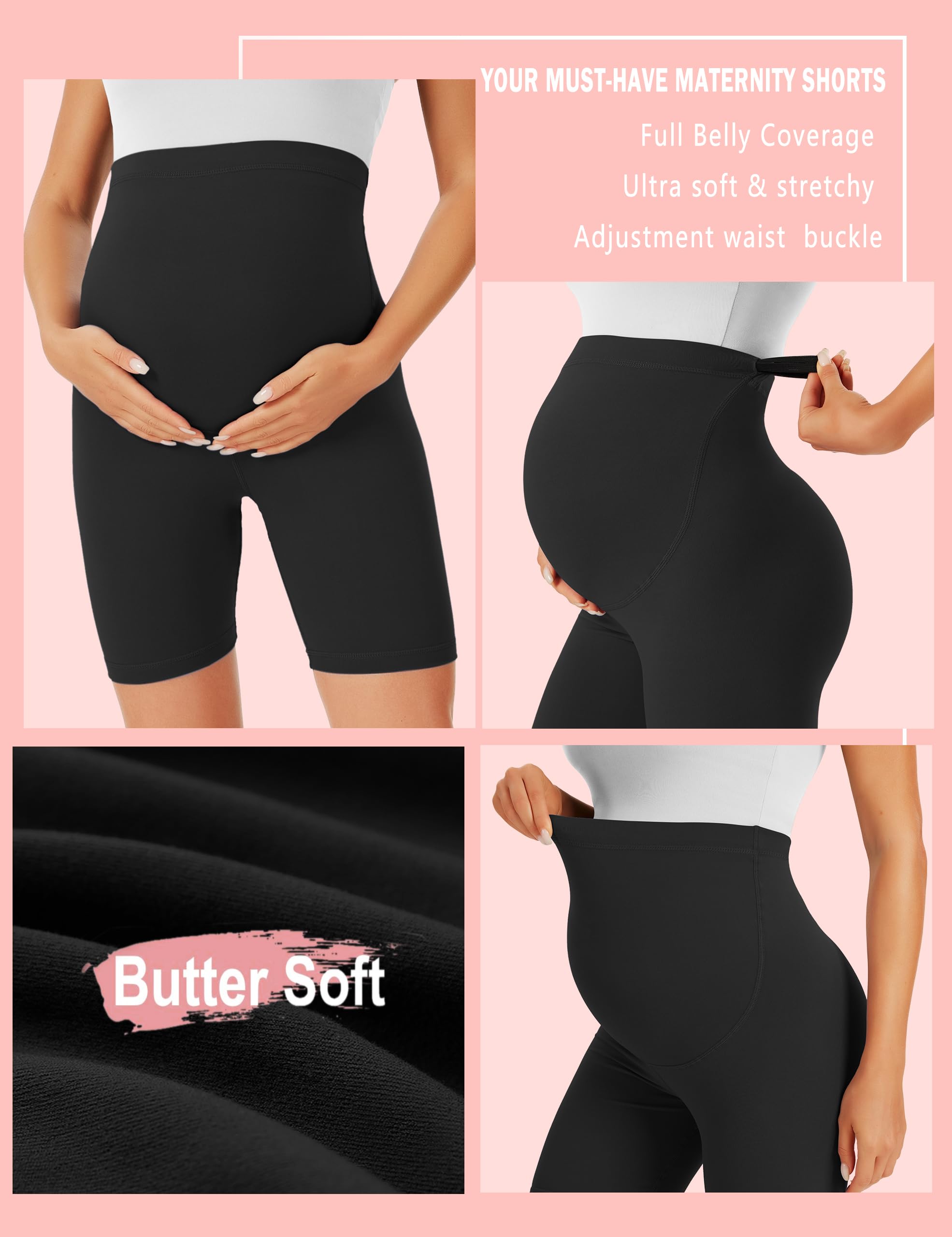 Maternity biker shorts from BONVIGOR Buttercloud featuring full belly coverage and ultra soft fabric for comfort.