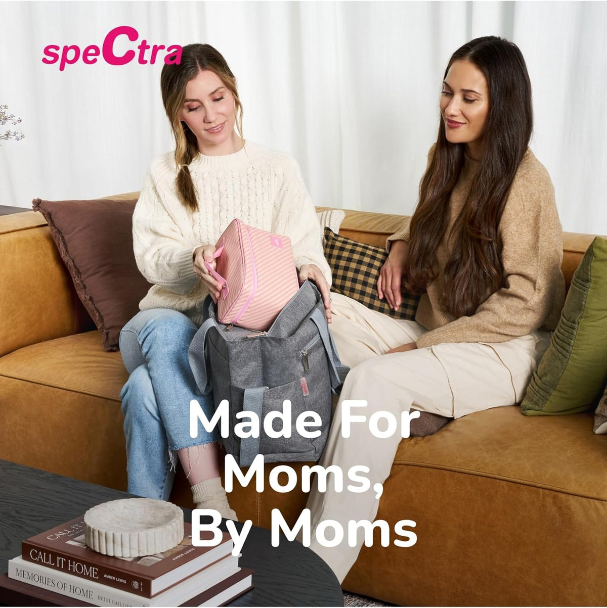 Spectra brand photo of two women packing a pump tote bag