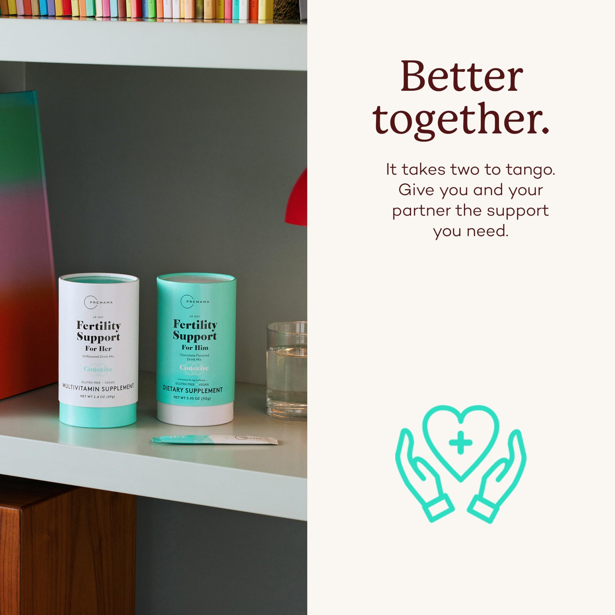 Fertility supplement for women by Premama on a shelf, supporting ovulation and egg health.