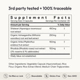 Supplement facts for Moon Juice SuperYou stress relief supplements for women, highlighting key ingredients and serving size.