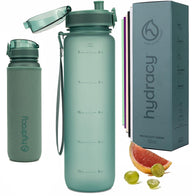 Hydracy 32oz Pregnancy Water Bottle in Moonlight Green with time markers for hydration during pregnancy.