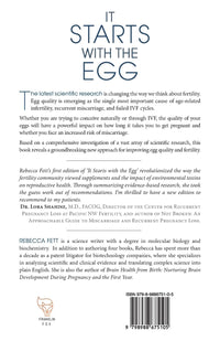 Book cover of 'It Starts with the Egg' discussing how to improve egg quality and fertility based on scientific research.
