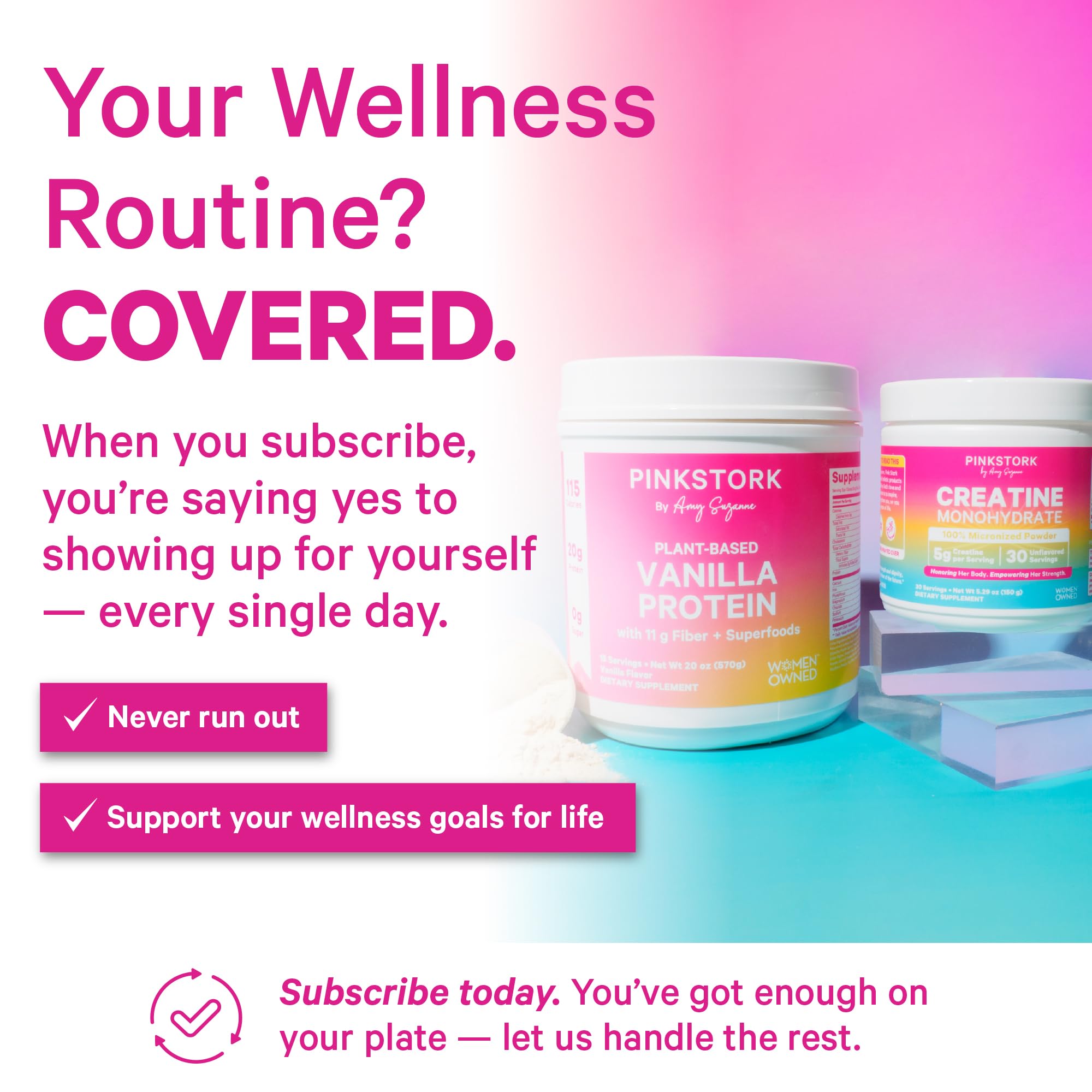 Pink Stork Pregnancy Protein Powder and supplements, supporting wellness for pregnant and postpartum moms.