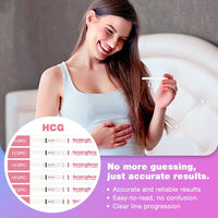 Woman smiling holding ovulation and pregnancy test kit showcasing accurate results and easy-to-read design.