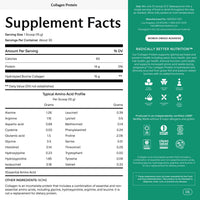 Supplement facts for Collagen Protein Powder for Pregnancy including serving size, calories, protein, and amino acid profile.