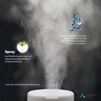 Essential oil diffuser misting water and essential oil with eco-friendly materials, promoting relaxation during fertility support.