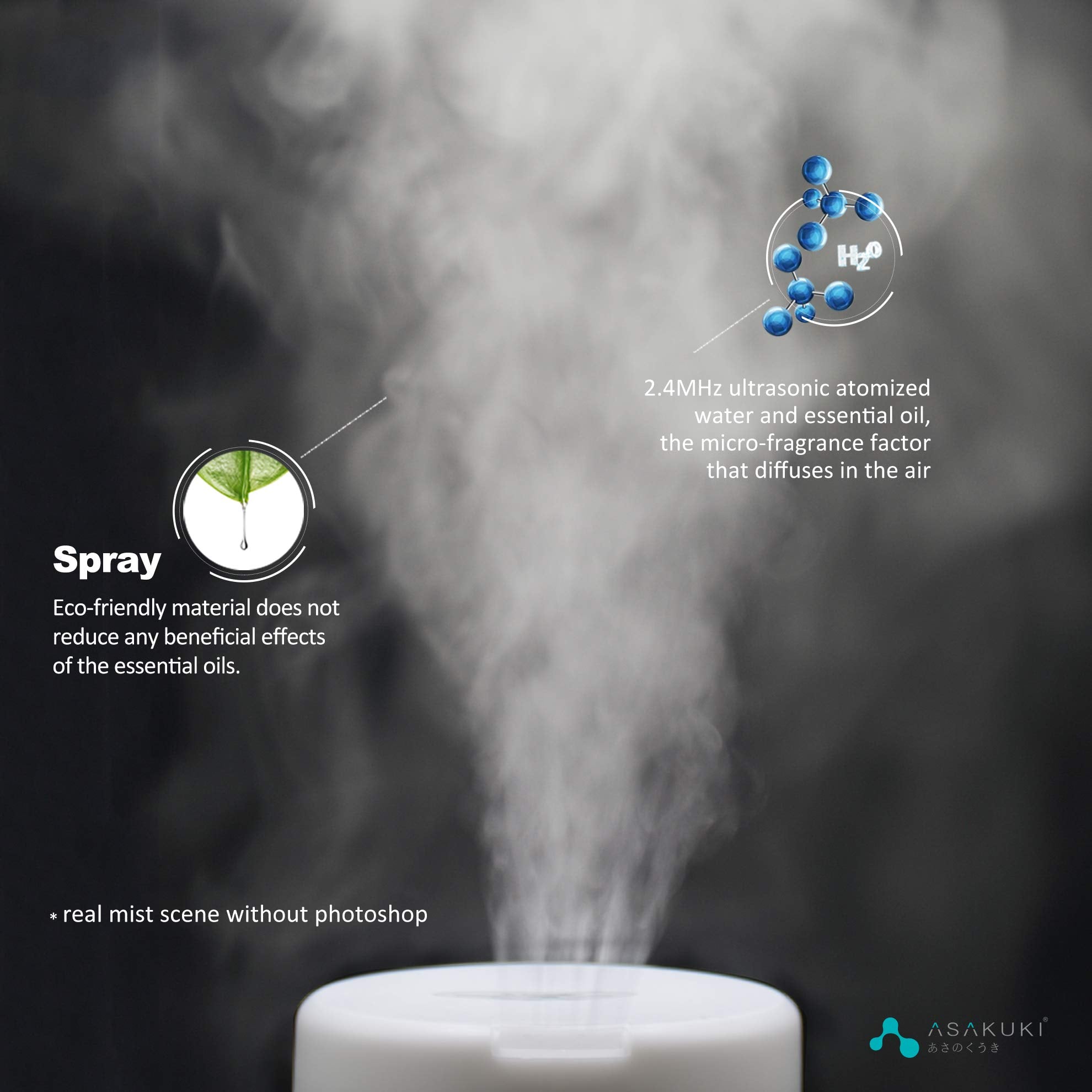Essential oil diffuser misting water and essential oil with eco-friendly materials, promoting relaxation during fertility support.