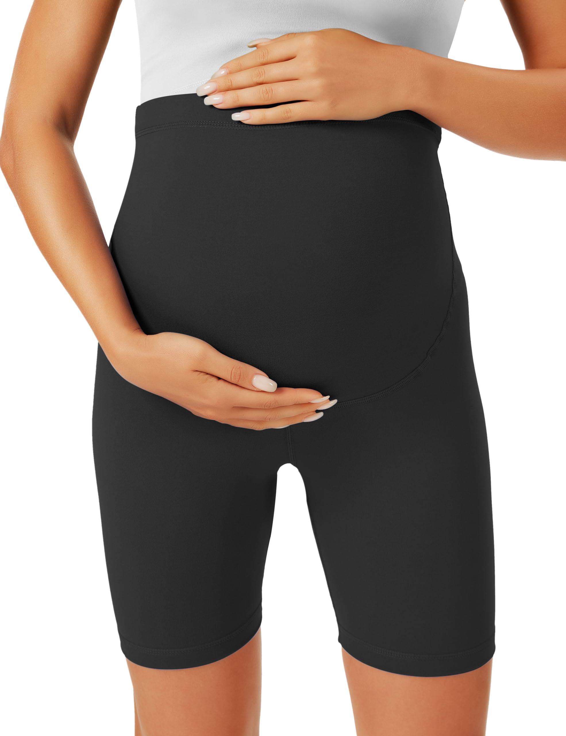 Maternity biker shorts from BONVIGOR, designed for comfort during pregnancy with over-the-belly support.