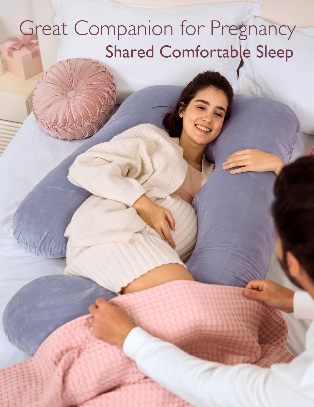 Momcozy U-Shaped Pregnancy Pillow, Full Body Support, 57"